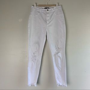 Fashion Nova Distressed White High Waisted Jeans